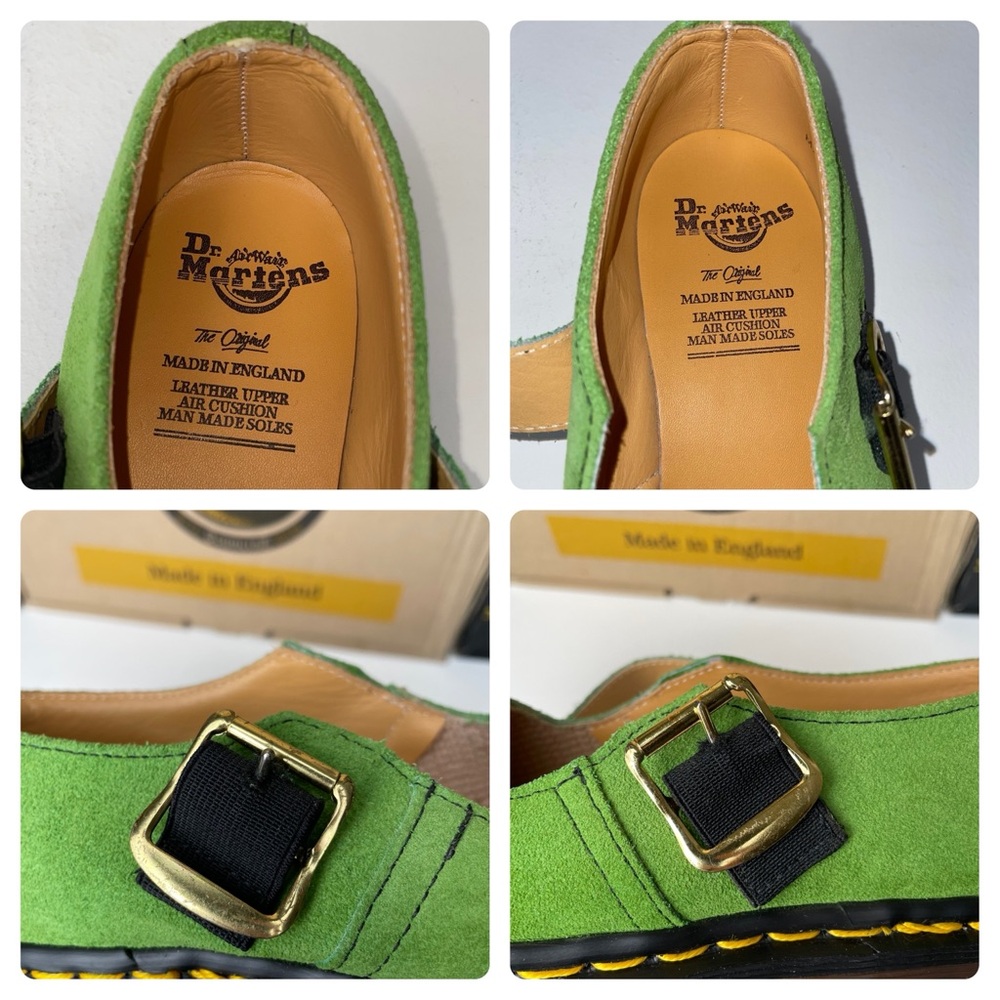 Vintage Dr. Martens England Green Suede Leather Point Toe Strap Mary Janes UK 4 - Picture 12 of 15